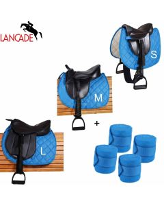 L-Sport Sattel für Holzpferd in 3 Größen+ Bandagen MERMAID MAGIC hellblau|LANCADE Reitsport