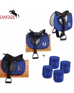 L-Sport Sattel für Holzpferd in 3 Größen+ Bandagen BLUE BREEZE royalblau|LANCADE Reitsport