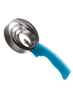 Runder Metallstriegel mit Glittergriff hellblau