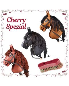 L-Sport Steckenpferd Hobby Horse groß mit Zaumzeug + Bürste CHERRY |LANCADE Reitsport