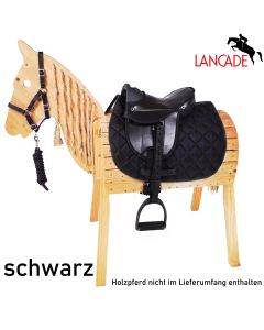 L-Sport Sattel für kleines Holzpferd mit Halfter+Strick schwarz|LANCADE Reitsport