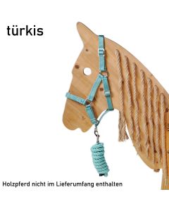 L-Sport Set Halfter und Strick für kleines Holzpferd-türkis|LANCADE Reitsport