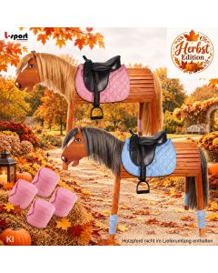 L-Sport Herbst Edition Sattel M für Holzpferd mit Bandagen |LANCADE Reitsport