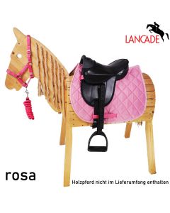 L-Sport Sattel für kleines Holzpferd mit Halfter+Strick-rosa|LANCADE Reitsport