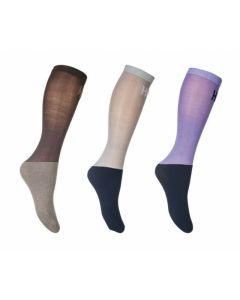 HKM 3er Pack Reitsocken grau lila braun