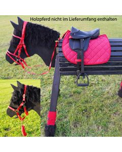 L-Sport Sattel Zaumzeug, Halfter und Bandagen für Holzpferd-rot