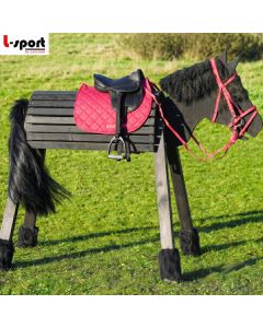 L-Sport Komplettset Sattel und Trensenzaum mit Gebiss für Holzpferd|LANCADE Reitsport