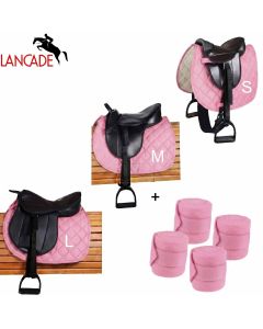 L-Sport Sattel für Holzpferd in 3 Größen+ Bandagen CANDY POP rosa|LANCADE Reitsport