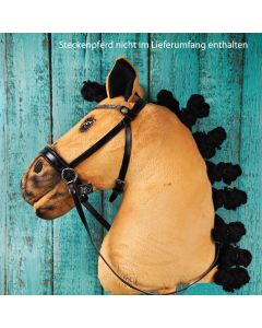HKM Trensenzaum Zaumzeug für Hobby Horse Gold Glitzer + 2 Stirnriemen