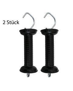  2er Set Torgriff mit Haken Zaungriff schwarz|LANCADE Reitsport