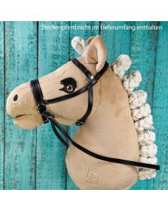 HKM Trensenzaum Zaumzeug für Hobby Horse Schwarz Glitzer + 2 Stirnriemen