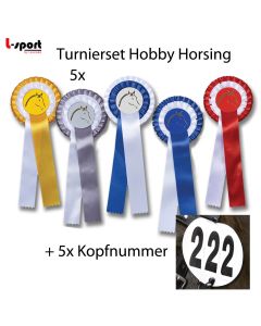 L-Sport Turnierset für Hobby Horsing Turnier 5 Schleifen 5 Startnummern |LANCADE Reitsport