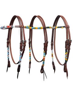 WI Western Imports BEADED HEADSTALL dark oiled