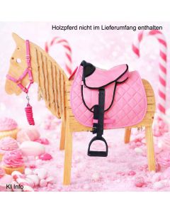 L-Sport Sattel für kleines Holzpferd mit Halfter+Strick CANDY POP| LANCADE Reitsport
