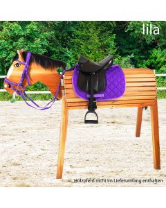 L-Sport Sattel für Holzpferd mit Schabracke und Trensenzaum Set DELUXE-lila |LANCADE Reitsport