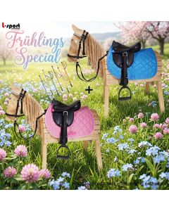 L-Sport Sattel für kleines Holzpferd mit Zaumzeug und Gerte FRÜHLINGS SPECIAL