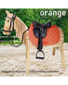 L-Sport Sattel für Holzpferd mit Schabracke und Zaumzeug orange|LANCADE Reitsport