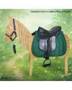 L-Sport Sattel für kleines Holzpferd mit Halfter+Strick GREEN FAIRY