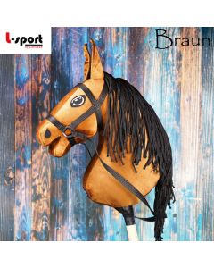 L-Sport Steckenpferd Hobby Horse groß mit Zaumzeug-Braun |LANCADE Reitsport