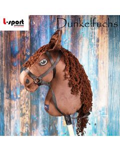 L-Sport Steckenpferd Hobby Horse groß Dunkelfuchs mit Zaumzeug + Halfter 