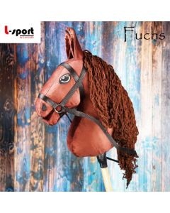 L-Sport Steckenpferd Hobby Horse groß Fuchs mit Zaumzeug + Halfter 