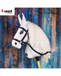 L-Sport Steckenpferd Hobby Horse groß Schimmel mit Zaumzeug + Halfter 