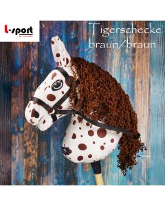 L-Sport Steckenpferd Hobby Horse groß Tiger braun/braun mit Zaumzeug + Halfter 