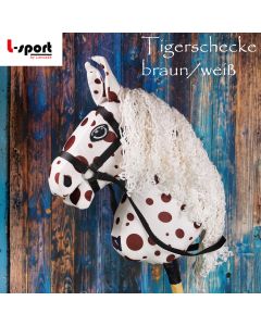L-Sport Steckenpferd Hobby Horse groß mit Zaumzeug -Tiger-braun/weiß|LANCADE Reitsport
