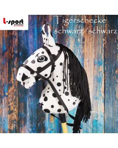L-Sport Steckenpferd Hobby Horse groß mit Zaumzeug -Tiger-schwarz/schwarz|LANCADE Reitsport