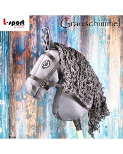 L-Sport Steckenpferd Hobby Horse groß Grauschimmel mit Zaumzeug + Halfter 