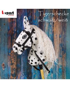 L-Sport Steckenpferd Hobby Horse groß mit Zaumzeug-Tiger-schwarz/weiß |LANCADE Reitsport