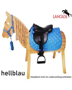 L-Sport Sattel für kleines Holzpferd mit Halfter + Strick hellblau