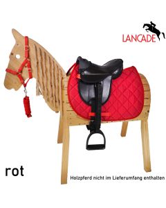 L-Sport Sattel für kleines Holzpferd mit Halfter+Strick-rot|LANCADE Reitsport