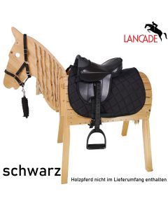 L-Sport Sattel für kleines Holzpferd mit Halfter+Strick-schwarz|LANCADE Reitsport