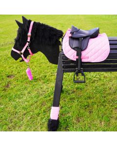 L-Sport Komplettset Sattel und Halfter und Bandagen für Holzpferd-rosa