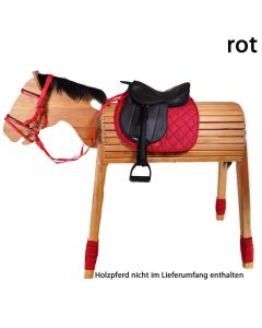 L-Sport Komplettset Sattel large und Trensenzaum und Bandagen für Holzpferd|LANCADE Reitsport-rot