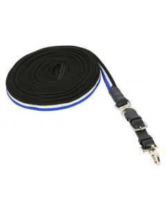 EXCELSIOR Longierleine gepolstert Leder-schwarz/weiß/blau