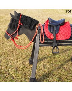 L-Sport Holzpferd Sattel Set mit Knotenhalfter Trense-rot|LANCADE Reitsport