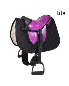 L-Sport Sattel MULTICOLOR mit Zubehör für Holzpferd Stehpferd -lila