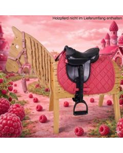L-Sport Sattel für kleines Holzpferd mit Halfter+Strick RASPBERRY ROMANCE 