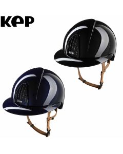 KEP Reithelm NOVA Metal Polish mit Polo Visier Riemen hellbraun