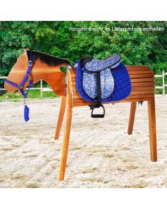 L- Sport Komplettset Sattel groß mit Halfter und Schabracke BLUE FLOWER