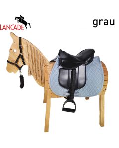 L-Sport Sattel für kleines Holzpferd mit Halfter+Strick grau|LANCADE Reitsport