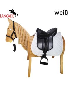 L-Sport Sattel für kleines Holzpferd mit Halfter+Strick weiß|LANCADE Reitsport