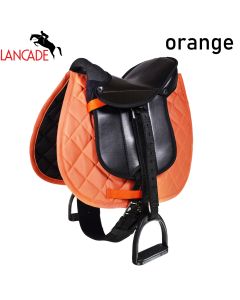 L-Sport Sattel für Holzpferd Stehpferd mit Zubehör Schabracke orange|LANCADE Reitsport