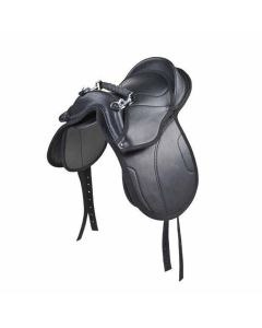 QHP Sattel mit Zubehör und Trensenzaum für Holzpferd Shetty Pony