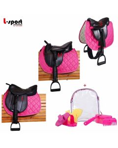 L-Sport Sattel für Holzpferd in 3 Größen+ Putzset PINK DREAM|LANCADE Reitsport