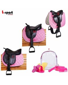 L-Sport Sattel für Holzpferd in 3 Größen+ Putzset ROSE DREAM|LANCADE Reitsport