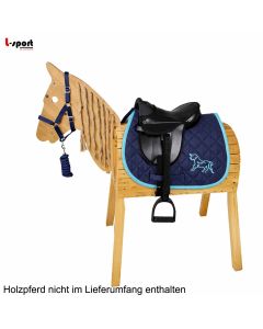 L-Sport Sattel für kleines Holzpferd mit Halfter+Strick LIMITED EDITION NAVY TÜRKIS|LANCADE Reitsport