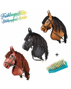 L-Sport Steckenpferd Hobby Horse groß mit Zaumzeug+Bürste|LANCADE Reitsport